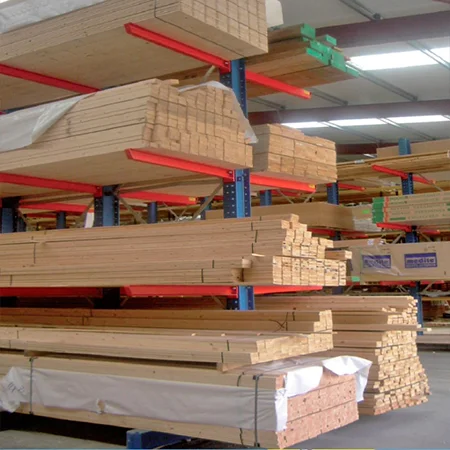 Cantilever racking systems are ideal for storing long materials like timber and pipes, offering easy access and efficient warehouse organization.